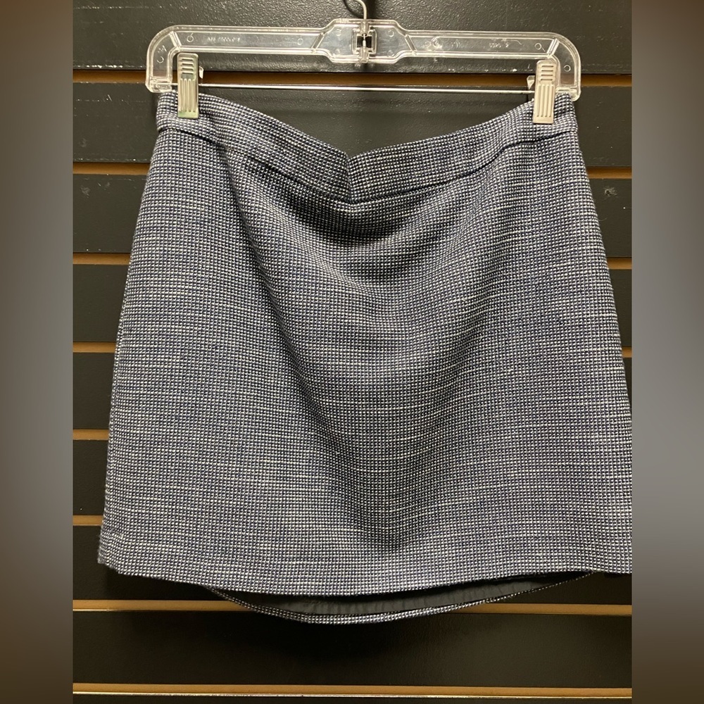 Gap Blue Gray Tweed Wrap Mini Skirt Size 4 Career Preppy